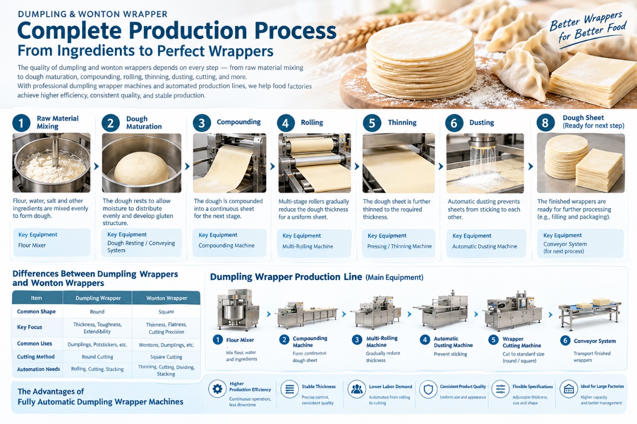 Dumpling Wrapper Production: Processes, Machines, and Automated Lines